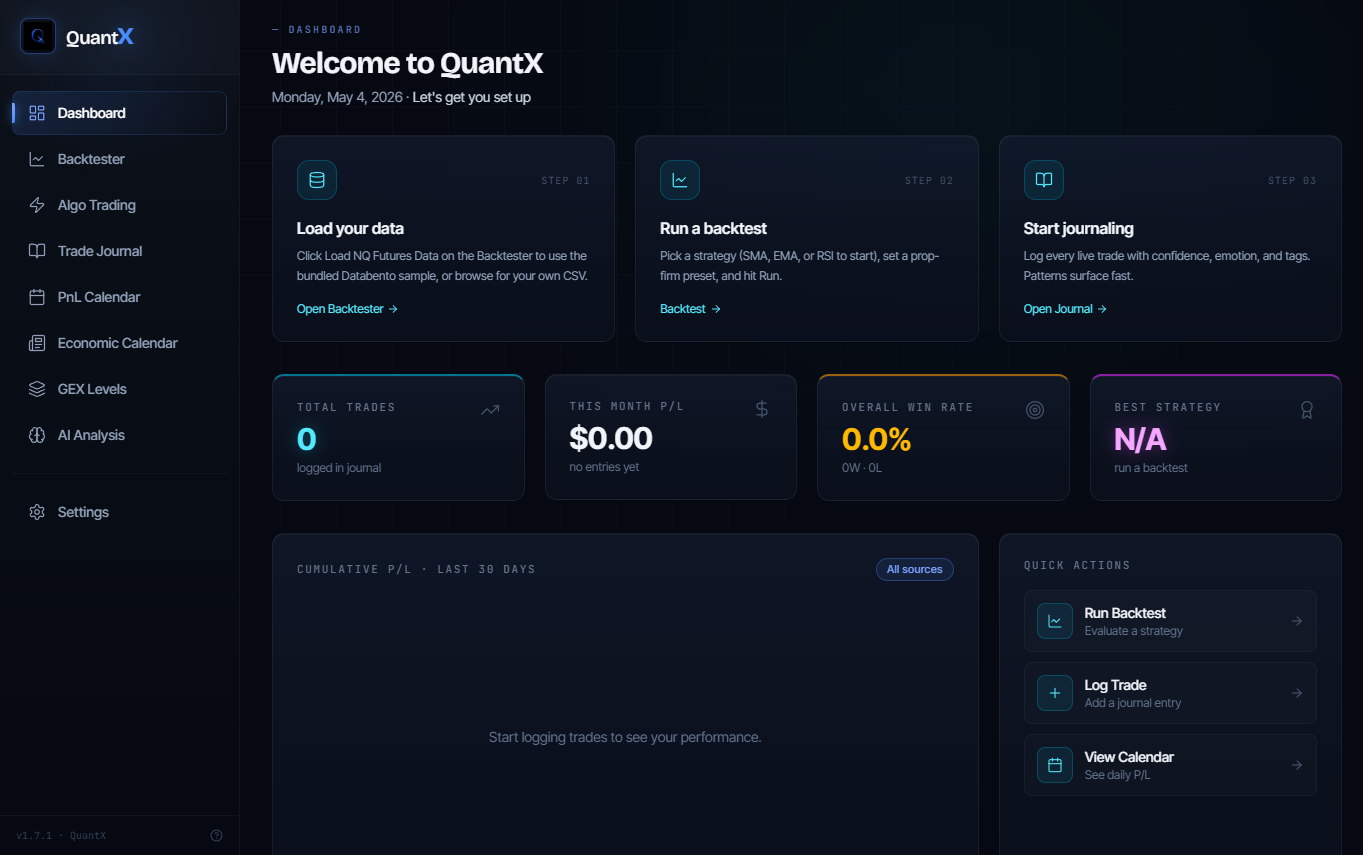 QuantX desktop app preview